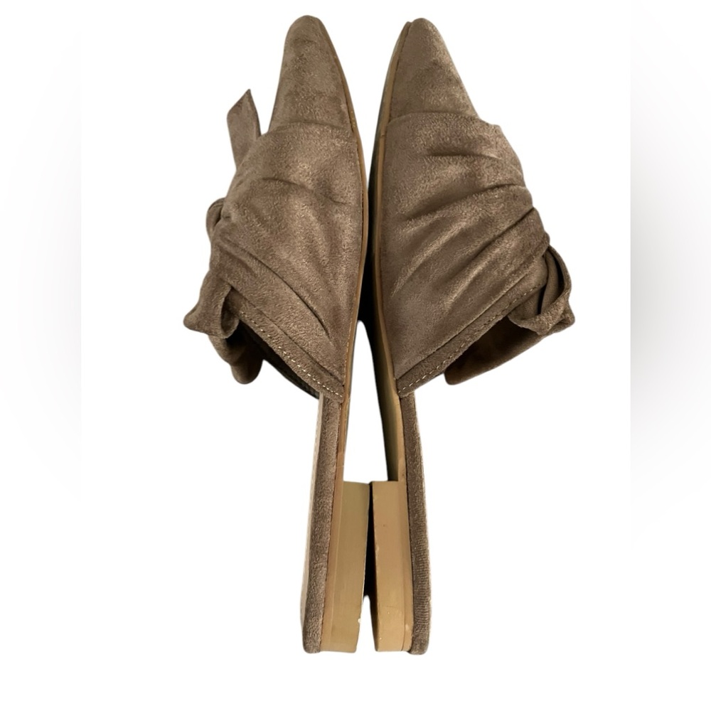 Brown Microsuede “Dawn” Pointed Toe Mules  { Vintage Havana }